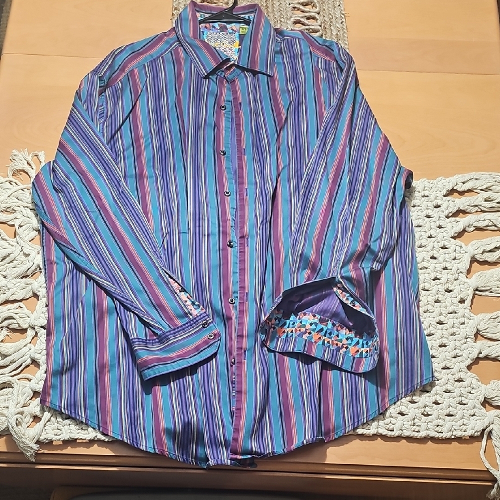 Men's Robert Graham Multicolor Striped Shirt 3XL